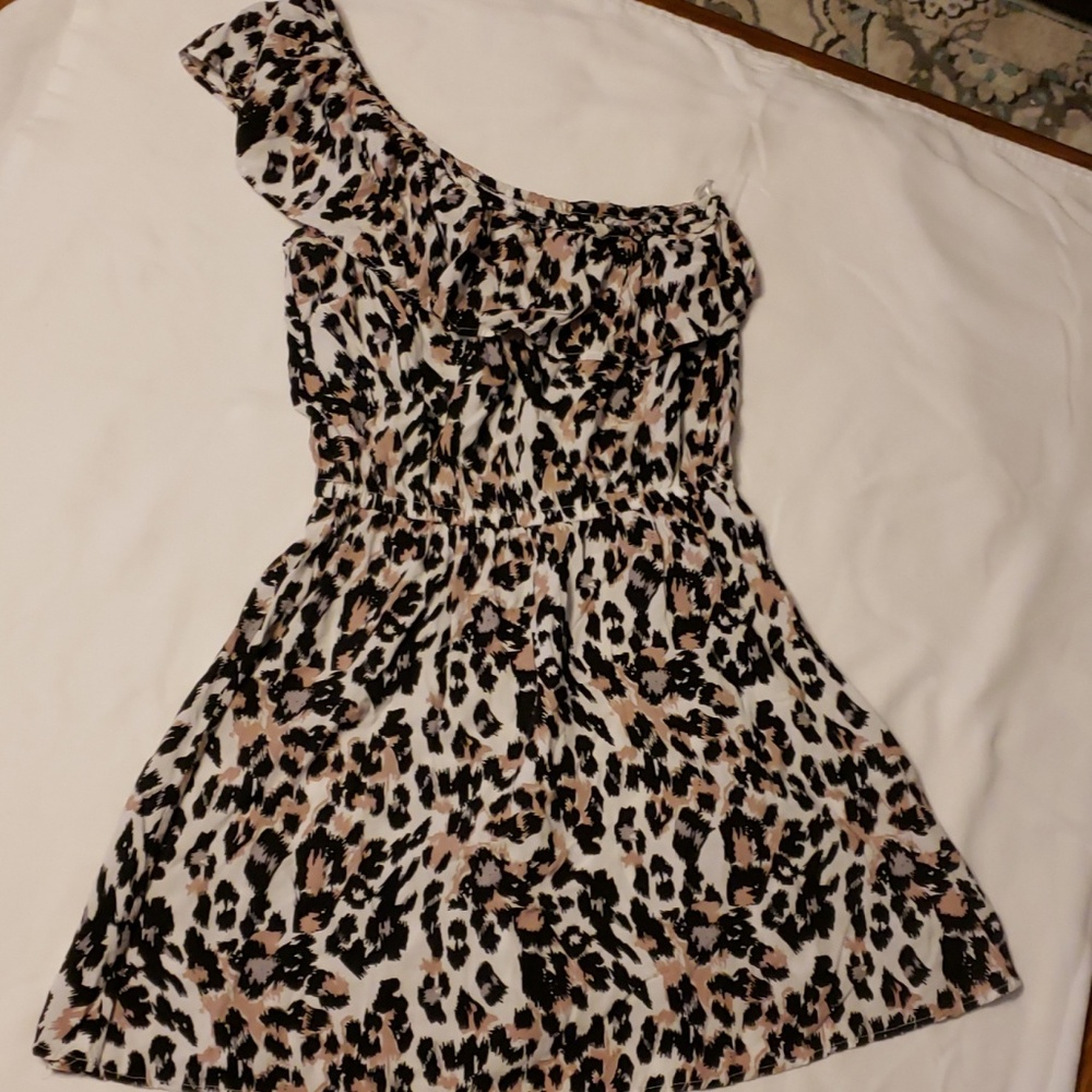 Cotton On one shoulder leopard print dress.